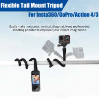 Flexible Mount for Insta360/GoPro Tail Mount Tripod Selfie Stick Grip For Insta360 X3/Ace Pro/One X2/Action 4/3/GoPro 12/11