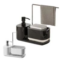 Space-saving Kitchen Sink Organizer Detachable Drain Tray for Sponge Kitchen Sink Organizer Set with Sponge Holder Rag Holder