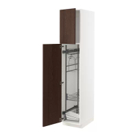 METOD 高櫃附清潔用品收納架, 白色/sinarp 棕色, 40x60x200 公分