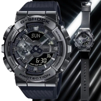 【CASIO 卡西歐】G-SHOCK 經典大圓金屬錶殼時尚強悍雙顯錶-黑(GM-110BB-1A 防水200米)