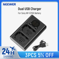 Neewer Dual USB Charger for Sony NP-FZ100 Battery For Sony ZV-E1, FX3, FX30, A1, A9 II, A7R V, A7S III, A7 IV, A6600, A7C Camera