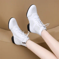 2024 Dance Boots New Summer Soft Sole Dance Shoes Martin Boots Women's Square Dance Shoes Dance Shoes Hollow Sandals