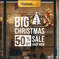 Decal Giáng Sinh Sticker Trang Trí Noel Dán Kính Quán Cafe, Cửa Hàng Thời Trang 2024