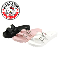 【HELLO KITTY】凱蒂貓飾釦防水拖鞋(粉紅色、白色、黑色)