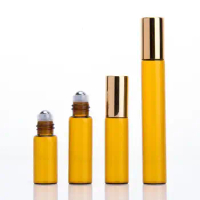 3ml 5ml 10ml Refillable Amber Roll On Perfume Glass Essential Oil Bottle With Steel Metal Roller ball