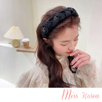【MISS KOREA】網紗髮箍 麻花髮箍 愛心髮箍/韓國設計浪漫網紗麻花愛心美鑽造型髮箍 髮圈(2色任選)