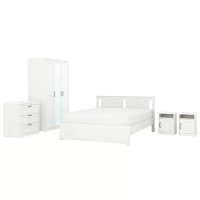 SONGESAND 臥室家具 5件組, 雙人床框, 白色