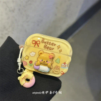 เคสหูฟัง ฝาครอบป้องกันสำหรับ Apple AirPods Pro เข้ากันได้กับรุ่น 1st, 2nd และ 3rd, การออกแบบหมีขนมปั