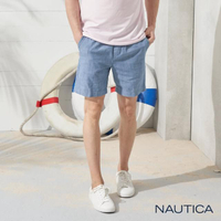 【NAUTICA】舒適純棉鬆緊抽繩短褲(藍色)