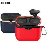 FIFATA Colorful Thin Silicone Earphone Case For Sony WF-1000XM3 Bluetooth Earphone Anti-dust Case Cover With Carabiner For Sony