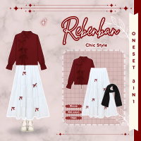 Rebenban - Oneset Style Blouse, Rok susun, Hijab OOTD Korea, Outfit of the Day, Ootd Kuliah, Ootd ca