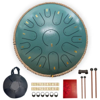 Steel Tongue Drum,14 Inch 15 Note Tongue Drum,Hand Pan Drum with Music Book,percussion instruments and Carry Bag,Worry Free Drum