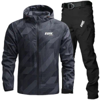 FOX RIDE RACING Cycling Equipment Men Reflective Raincoat Motocross Jacket Mountain Bicycle Clothing Bike Bottoms Trousers Suit