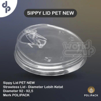 Paket Gelas Cup Pet + Strawless Lid Sippy Anti Tumpah Polipack 50 Pcs Terlaris