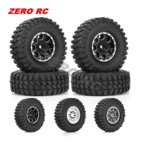 Heavy Duty 1.0" Beadlock Wheels Hub With Soft Rubber Tire 55mm For Mini Axial SCX24 Chevrolet C10 Ford Bronco TRX4M FMS Rc Truck