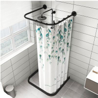 浴室浴簾防水布套裝免打孔U型隔斷高檔干濕分離磁性衛生間擋水條