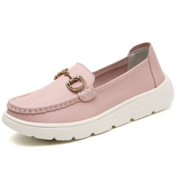 Women's White Leather Flat Shoes Women's Ballet Flat Shoes Soft Boat Shoes Nurse Work Shoes High Quality Flat Shoes