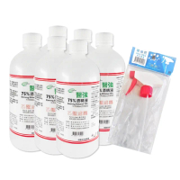 【醫強】75%潔用酒精組(500ml*6支組+酒精專用噴頭*1)