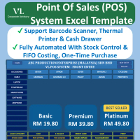 VL POS Excel System Support Touch Screen Barcode Scanner Thermal Printer Cash Drawer Stock Control F