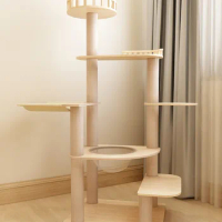 Solid Wood Cat Climbing Frame, Cat Litter, Jumping Platform, Tree, Villa, Scratching Post, Space Capsule