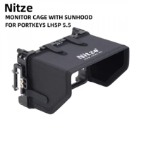 Nitze Monitor Cage Aluminum Alloy Kit with Sunhood for Portkeys LH5P / LH5P II 5.5" for SAMSUNG T5/T7 SSD, 1T SSD500G
