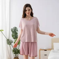 Felancy Soft Viscose Jersey Sleeve Pajamas 078-PA2141 Pink M