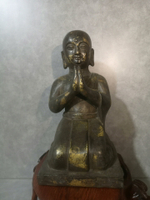 日本回流銅器擺飾佛像遇貴人擺飾銅佛，純銅高22.5公分直徑1