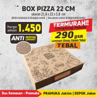 BOX PIZZA , DUS PIZZA 22 CM KRAFT MOTIF LAMINASI (25 PCS)