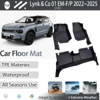 Car Floor Mats For Lynk &amp; Co 01 EM-F EM-P CX11 PHEV 2022 2023 2024 2025 Waterproof LHD Foot Carpet Floor Cover Auto Accessories