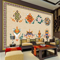 吉祥八寶十字繡新款線繡客廳大幅大氣西藏八瑞點貼滿磚鉆石畫