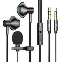 Farsoo Wired 3.5mm earphone with microphone HIFI in-ear earphones 2M for K songs earbuds 2 plugs for computer and phones