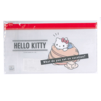 小禮堂 Hello Kitty 防水橫式扁平夾鏈袋 (透明鬆餅款) 4718733-272927