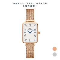 【Daniel Wellington】DW QUADRO Roman numerals 20x26mm 小藍針系列麥穗式小方錶(兩色任選)