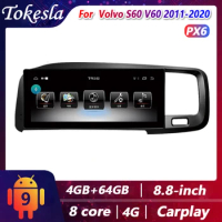Tokesla Car Audio For Volvo S60 V60 Radio 2 Din Android PX6 Stereo Receiver Central Multimedia Dvd Video Players GPS Navigation