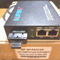 NUFIBER NF-M1002C05 1Gbps Fiber Optic FO to 2 UTP Multimode Converter
