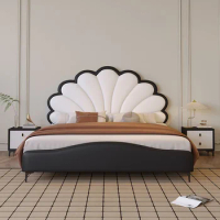 Queen Size Nordic Double Bed Waterproof White Wood Luxury Twin Bed Frame Modern Platform Sleeping Cama De Casal Home Furniture