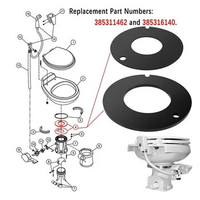 385311462 &amp; 385316140 Replace Rubber Toilet Seal for Dometic/Sealand/VacuFlush/Travel Trailer RV Camper 506+ 510+ 511 H 547+