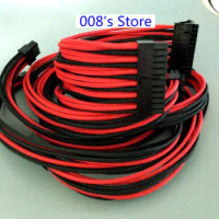 New Power Wire Connector For Premium Sleeved 24 Pin ATX Male to 24 Pin PSU Female PC Extension Cable - Black &amp; Red Desktop 1 Set