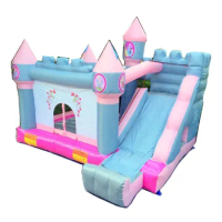 High quality Outdoor Inflatable Bounce Castle slide combo princess Pink Bouncy Trampoline game for kids