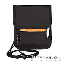 Travelon美國防盜包 隨身輕巧貼身登機證件包/護照包/頸掛式錢包TL-42764黑