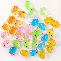 100pcs 20*15mm Transparent Jelly Color Fat Round Kitten Resin Flat Back Cabochon DIY Mobile Phone Beauty Nail Art Decoration