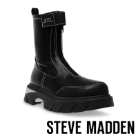 【STEVE MADDEN】CAPTIVATOR 拼接拉鍊厚底靴(黑色)