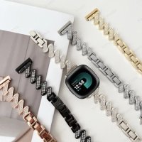 Diamond Bracelet for Fitbit Versa 3 4 Sense Stainless Steel Watch Strap for Fitbit Sense 2