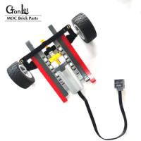 High-Tech Car Front Suspension Steering System Parts Sets with Electric Power Functions Servo Motor &amp; Wheels Toys Bulk Set Parts