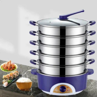 1-6 Layers 304 Stainless Steel Electric Food Steamer Pot Pan Rice Bun Steam Cooker Instant