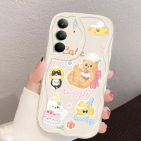 Sarung telefon silikon Corak Gelombang Tiga Dimensi Dunia Kucing untuk OPPO Realme 14X, Realme C75,