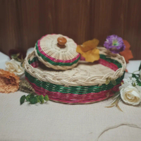 AIS CRAFT Sodan Tutup 1 Nampan Tempat Sajen Budaya Bali Kerajinan Rotan Berkualitas Diameter 25 cm &