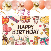 Happy Birthday Photo Backdrop Sign Banner Photography Background Party Supplies Photo Booth Props Background Decorations