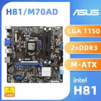 LGA 1150 Motherboard ASUS H81/M70AD H81 Motherboard 2×DDR3 DIMM Intel H81 16GB PCI-E 2.0 USB3.0 Micro ATX For Core i5-4430 cpus