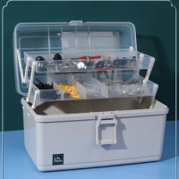 Three Layers Transparent Folded Tool Box Medicine Cabinet Manicure Kit Workbin for Organizer Parts Case Storage Box Toolkit